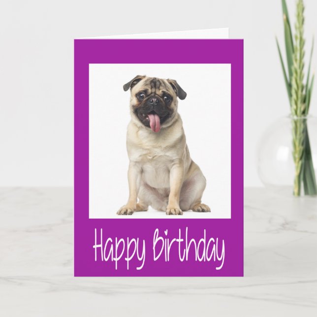 Pug Puppy Hund Grattis på födelsedagen Card - Vers Kort (Framsida)