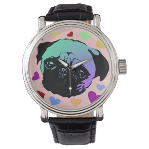 Pug Puppy Hund Hearts Armbandsur