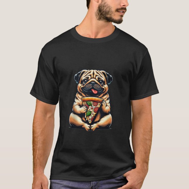 Pug Puppy Hund Pizza Food Älskare Tanktop T Shirt (Framsida)