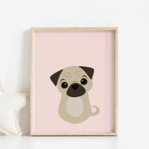 Pug Puppy Hund Poster för Nursery & Kids Room Deco