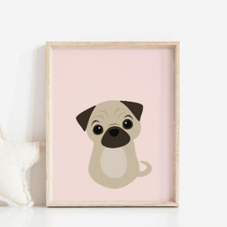 Pug Puppy Hund Poster för Nursery & Kids Room Deco