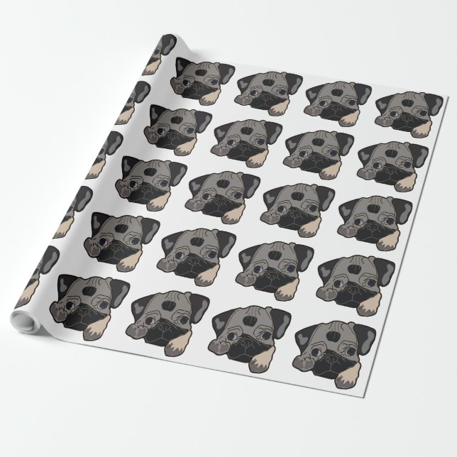 PUG PUPPY HUND PRESENTPAPPER (Utrullad)