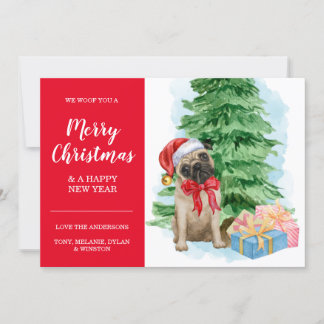 Pug Puppy Indyr jultomtkort - Hund Kort