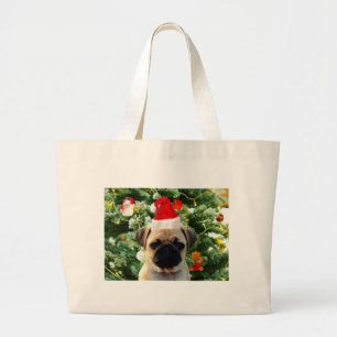 Pug Puppy Julgran Ornaments Snögubbe Jumbo Tygkasse