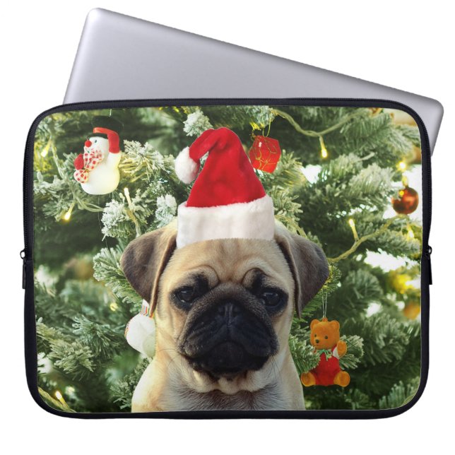 Pug Puppy Julgran Ornaments Snögubbe Laptop Fodral (Framsidan)