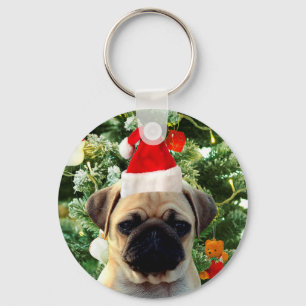 Pug Puppy Julgran Ornaments Snögubbe Nyckelring