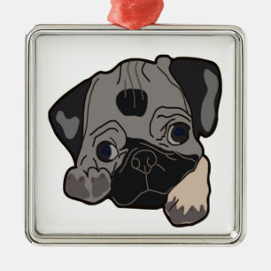 PUG PUPPY JULGRANSPRYDNAD METALL