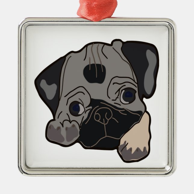 PUG PUPPY JULGRANSPRYDNAD METALL (Framsidan)