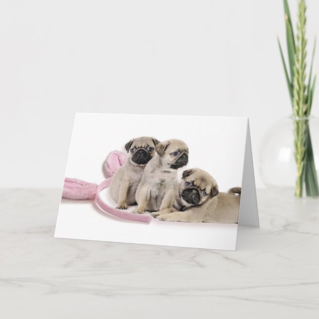 Pug Puppy Påsk-kort Helgkort (Framsida)