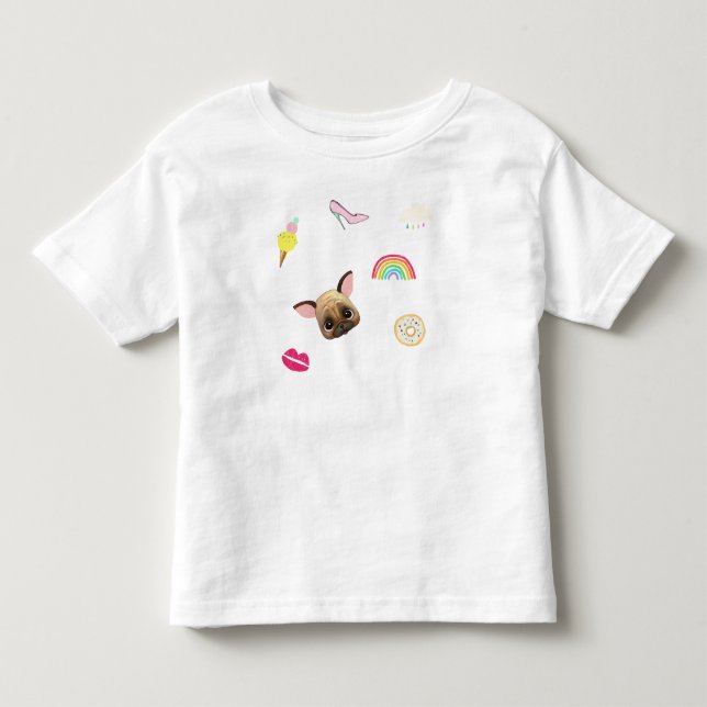 Pug Puppy Rainbow Watercolor T Shirt (Framsida)