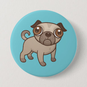 Pug Puppy Tecknad Knapp
