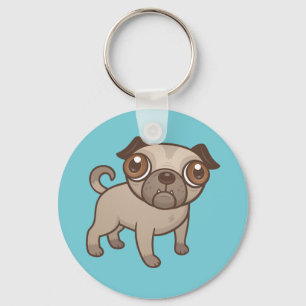 Pug Puppy Tecknad Nyckelring