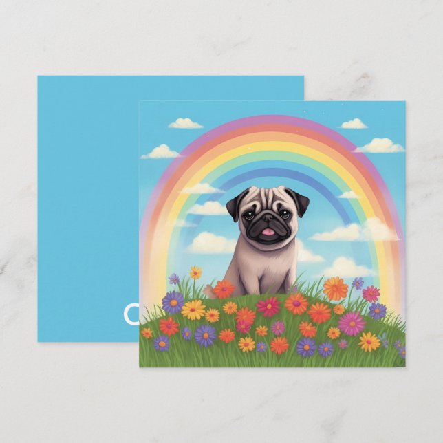 Pug Rainbow Bridge Anpassningsbar Hund Namn Sympat (Fram/baksida)