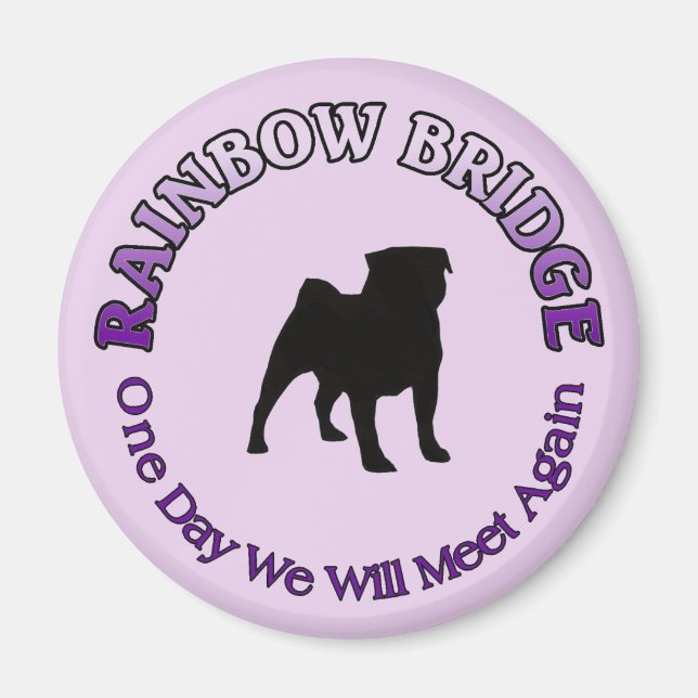 PUG RAINBOW BRIDGE SYMPATHY - HUND PET MAGNET (Framsidan)