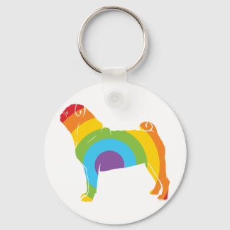 Pug Rainbow Connection! Nyckelring