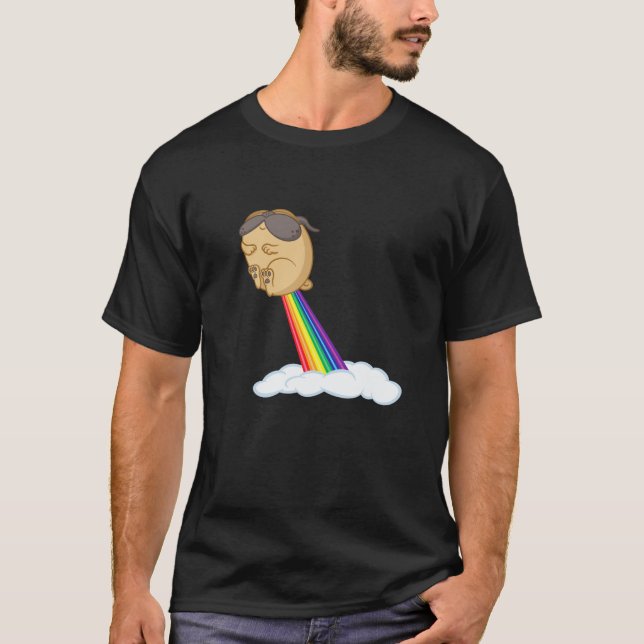 Pug Rainbow Fart T Shirt (Framsida)