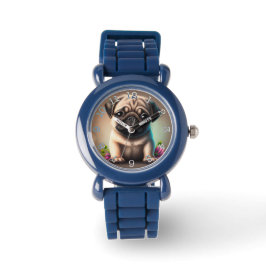 Pug - ram med svart nummer, bevakning armbandsur