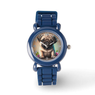 Pug - ram med svart nummer, bevakning armbandsur