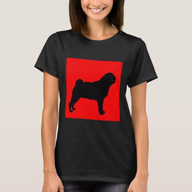Pug Red Background Classic T-Shirt 699 (Framsida)