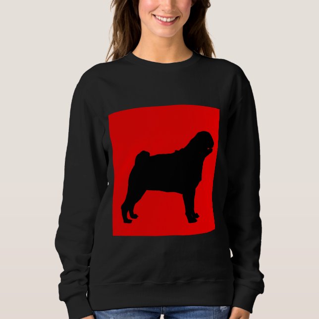 Pug Red Background Classic T-Shirt 699 (Framsida)