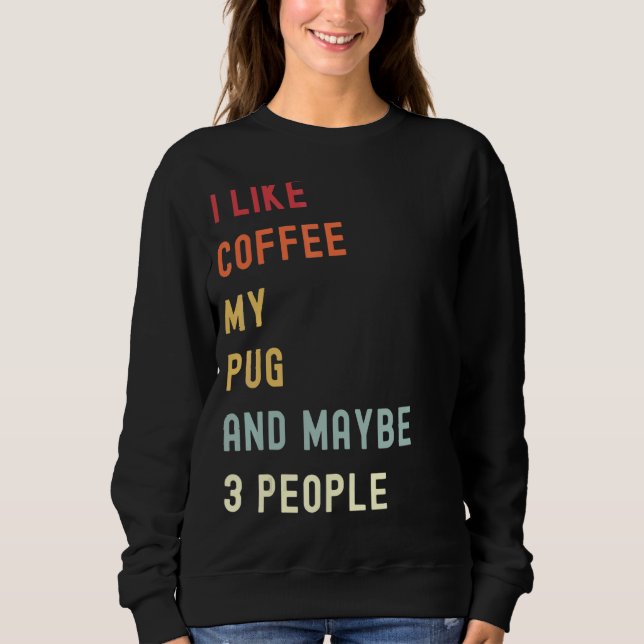 Pug Retro Hund och kaffe 1 T Shirt (Framsida)