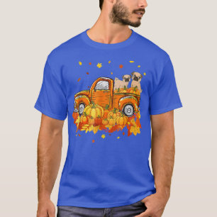 Pug Riding Lastbil Pumpkin Höst löv Fall 2350 T Shirt