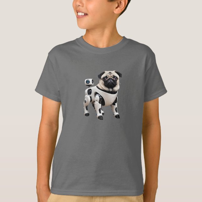 Pug Robot Barn T-Shirt (Framsida)