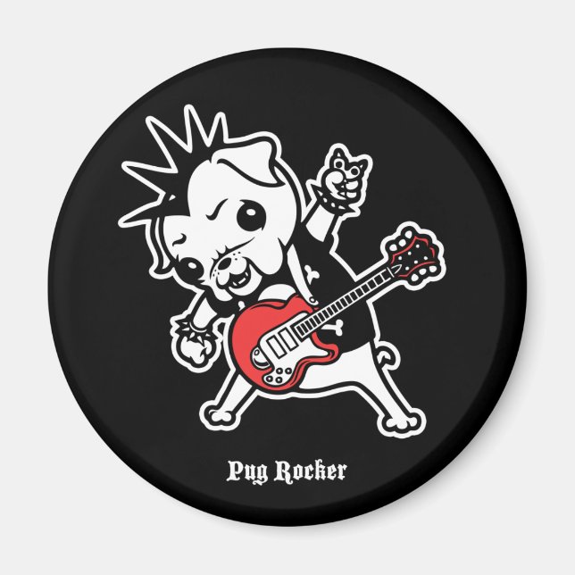 Pug Rocker Magnet (Framsidan)