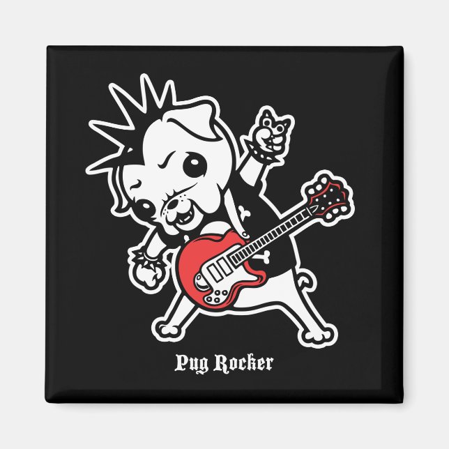 Pug Rocker Magnet (Framsidan)