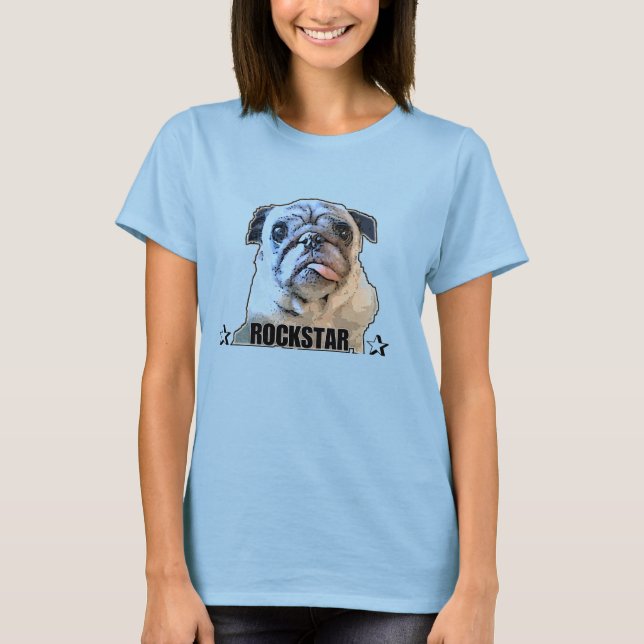Pug Rocker T Shirt (Framsida)