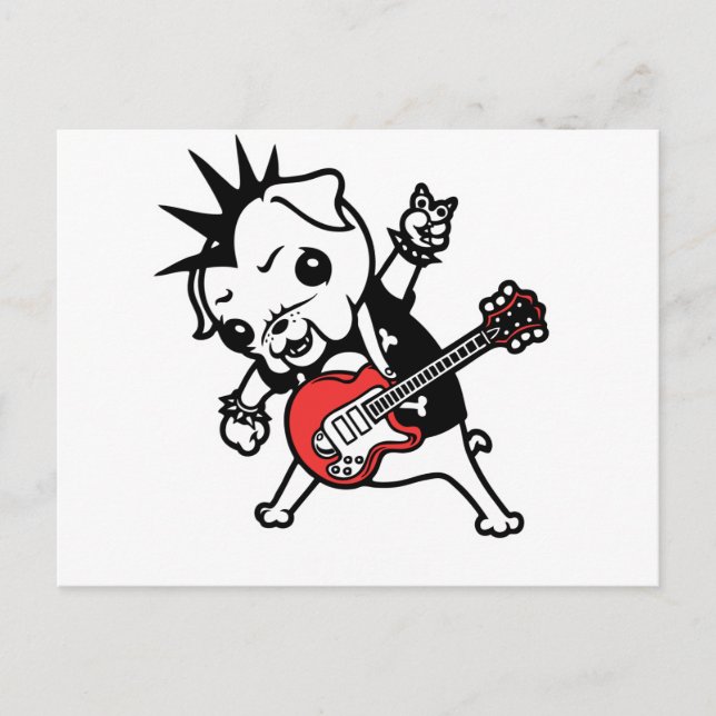 Pug Rocker Vykort (Framsida)