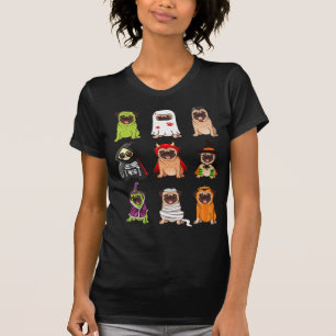 Pug-samling Glad Pugoween Halloween Spöklik Kos T Shirt