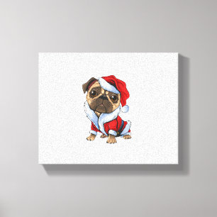 Pug Santa Costume jul Pajama Cute Hund Puppy Canvastryck