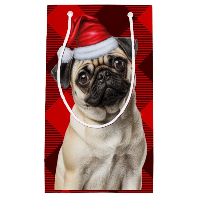 Pug Santa Dog Holiday Red Buffalo Plaid Christmas (Framsidan)
