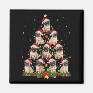 Pug Santa Hat Julgran Ljus Julafton Pugmas Do Magnet