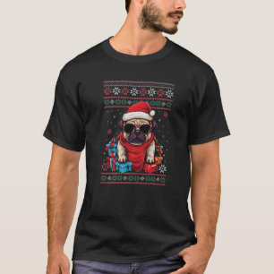 Pug Santa Hat Rolig hund älskare Julafton Ugly jul T Shirt