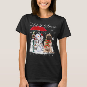 Pug Santa Hund jul Snögubbe Julafton Pajama T Shirt