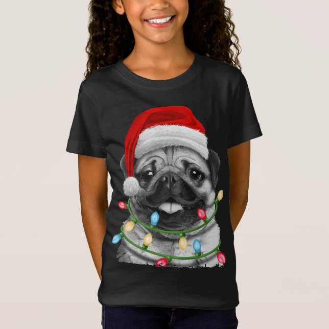 Pug Santa Julgran Ljus Julafton Pugmas Hund Do T Shirt (Framsida)