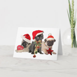 Pug Santa Tassar önskar dig God jul-kort Helgkort