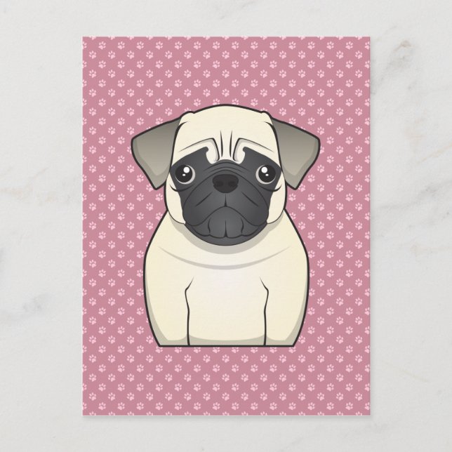 Pug-serieteckning Vykort (Framsida)