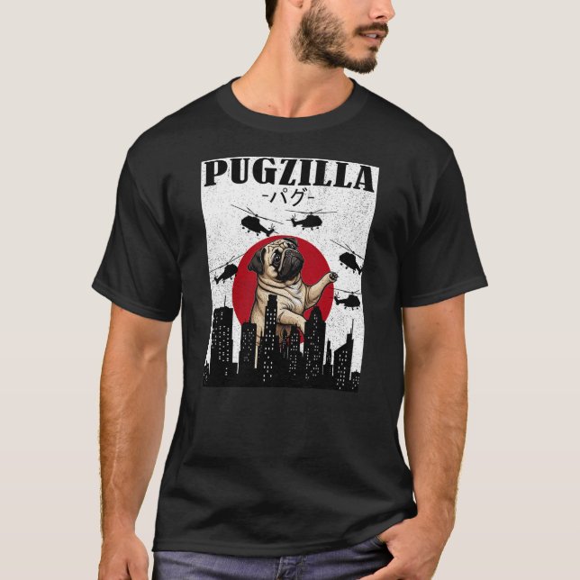 Pug Shirt Funny Pug Owner Pugzilla Dog Lover Funny T Shirt (Framsida)