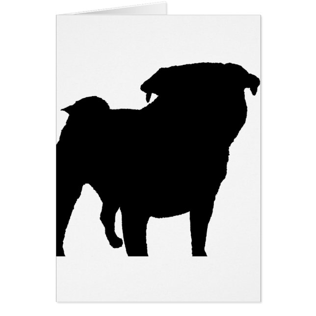 Pug Silhouette Hälsningskort (Framsidan)