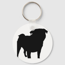 Pug Silhouette Nyckelring
