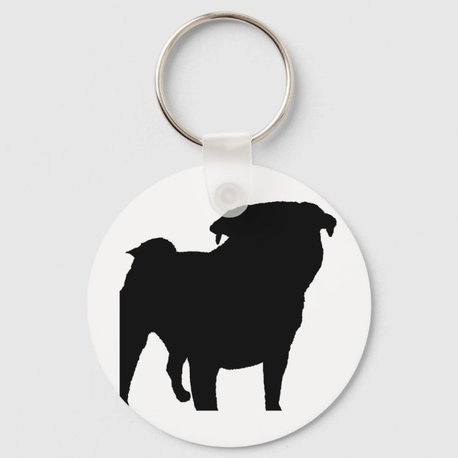 Pug Silhouette Nyckelring (Framsida)