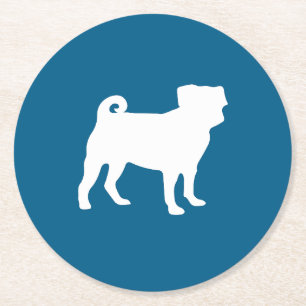 Pug Silhouette Puppy Baby Shower Underlägg Papper Rund