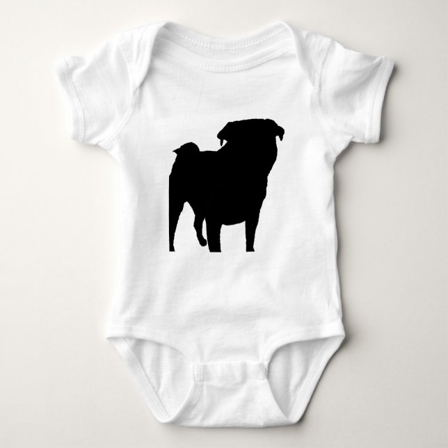Pug Silhouette Tee Shirt (Framsida)
