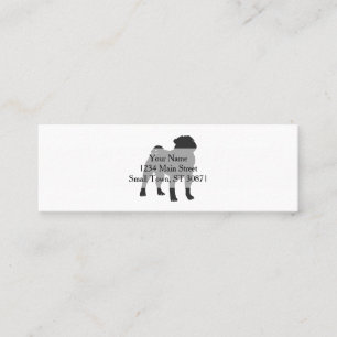 Pug silhouette - Välj bakgrund färg Mini Visitkort