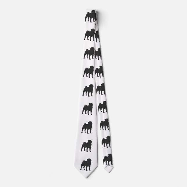 Pug silhouette - Välj bakgrund färg Slips (Framsida)