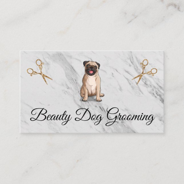 Pug | Sissors Doggie Groomer Visitkort (Framsida)