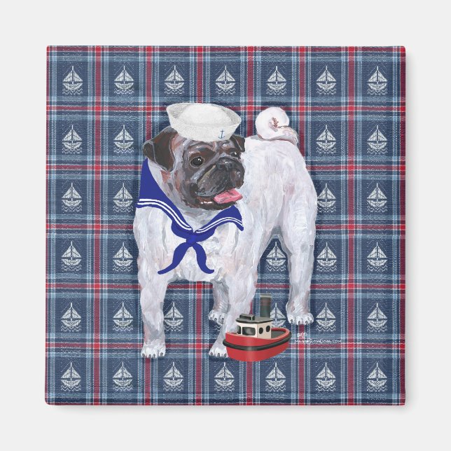 Pug Sjöman Magnet (Framsidan)